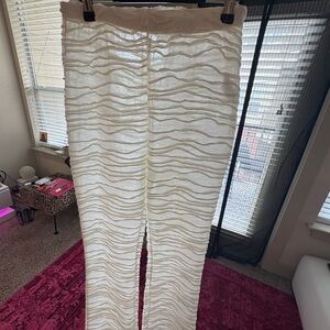 PrettyLittleThing Off-White Textured Pants